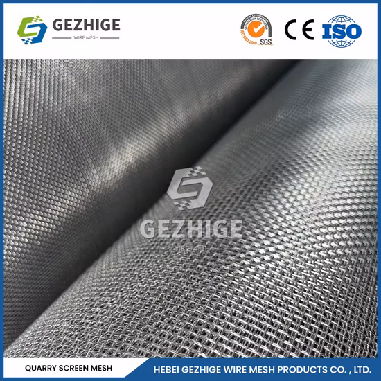 Gezhige 高張力 65mn 45 # マンガン鋼鉄線織採石場岩角穴圧着ワイヤー鉱山スクリーンメッシュ
